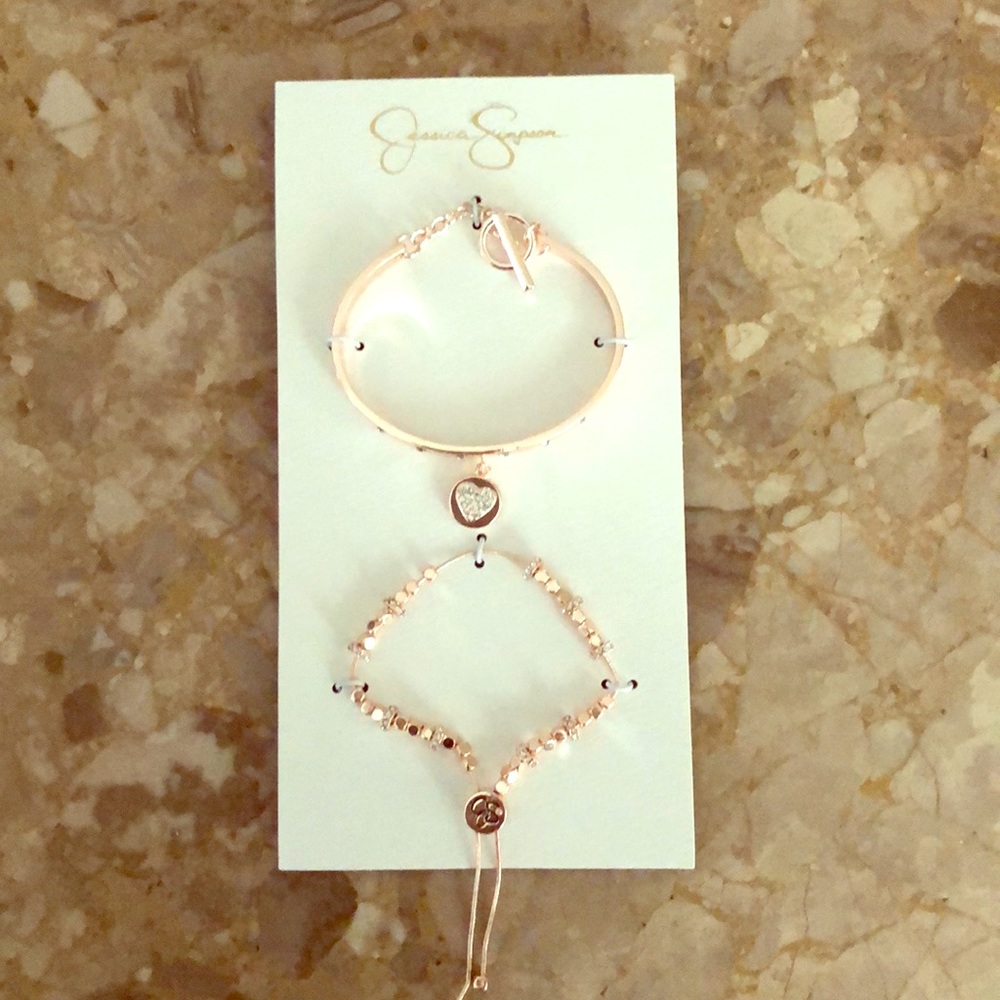Jessica Simpson Rose Gold Bracelet Set. Brand New